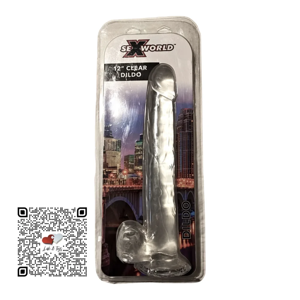 12-inch-sex-world-clear-dildo-cristal Dildo extremo 12 pulgadas translúcido, color cristal sex world