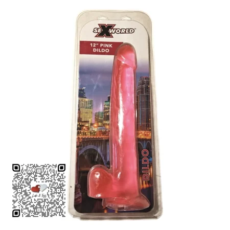 12-inch-sex-world-clear-dildo-rosa Dildo extremo 12 pulgadas translúcido color rosa
