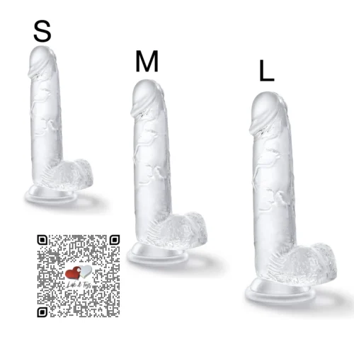 3 PACK DILATADOR, DILDO CON TESTÍCULOS TRANSLÚCIDO CRISTAL