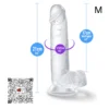 8-INCH-DILDO-CRISTAL-CON-TESTICULOS-MEDIDAS dildo mediano translucido color cristal 8 pulgadas con testículos medidas
