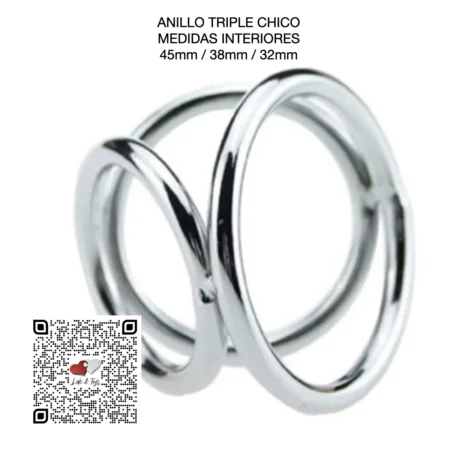 ANILLO  METÁLICO CHICO TRIPLE PARA PENE Y TESTÍCULOS | SMALL COCK AND BALL TRIPLE RING
