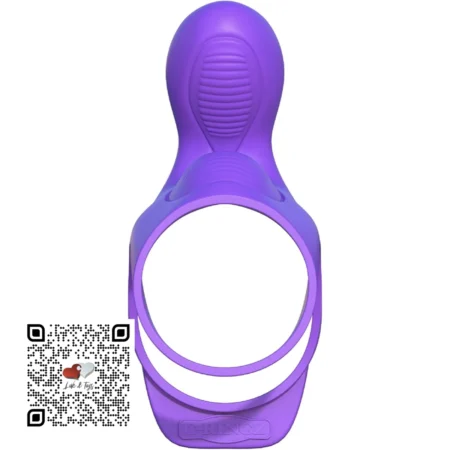 Vista frontal anillo vibrador doble con estimulador clitoriano flexible