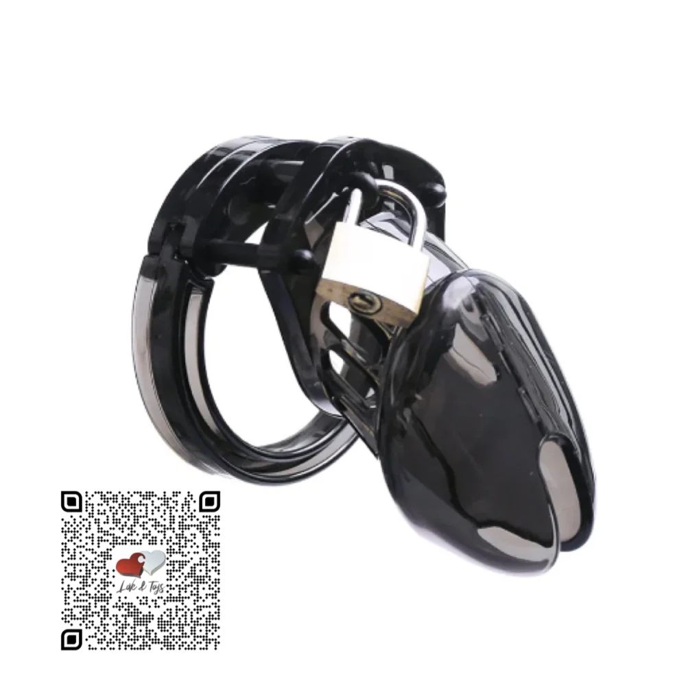 COCK-CAGE-ACRILICO-NEGRO.webp Jaula castidad acrílico negro opaco diseño compacto masculino