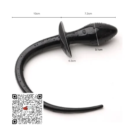 Colita de cerdo color negro alternativa a la de perro con medidas ideales para pet play