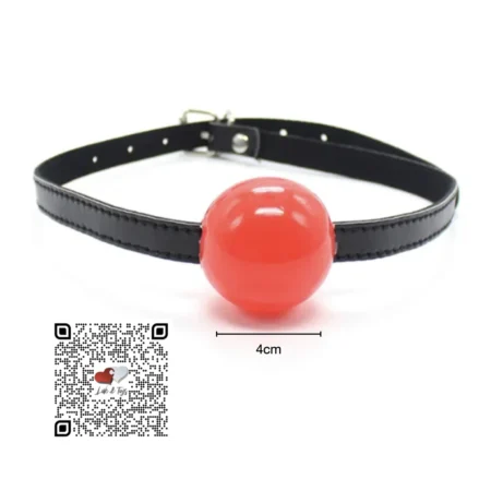 mordaza esfera roja 5cm de diametro con correa de sujeción y evilla medidas ideales para el juego