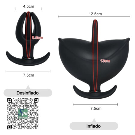 Plug anal desinflado e inflado a su máxima capacida