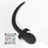 Plug de colita de perro color negro con esfera grande para una fase temprana inical de dilatacion anal