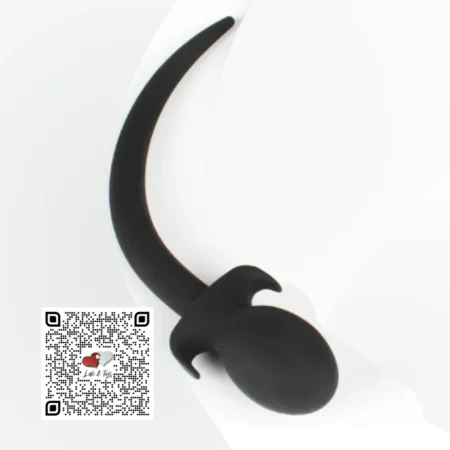 Plug de colita de perro color negro con esfera grande para una fase temprana inical de dilatacion anal