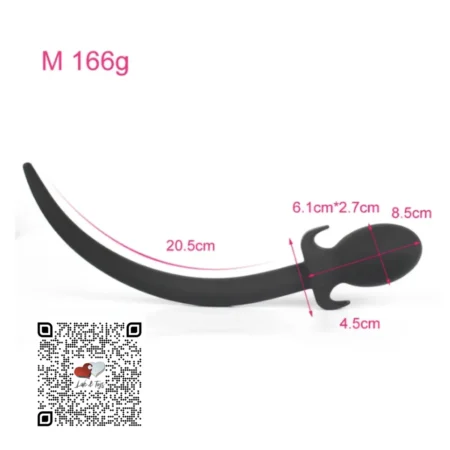 Plug de colita de perro color negro con esfera mediana para ir abriendo el ano gradualmente