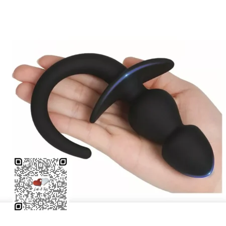 Colita de cachorro color negro doble esfera silicona ideal para fantasias de cachorro pequeno