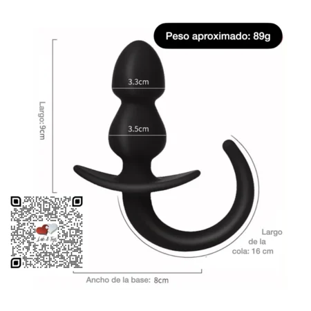 Colita de cachorro color negro doble esfera silicona ideal para fantasias de cachorro pequeno su falo en forma de gancho