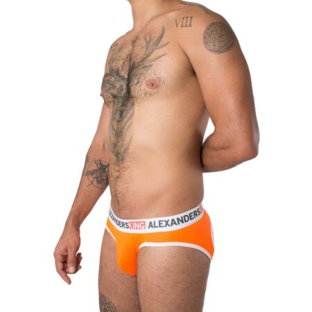 Suspensorio naranja neón Unwet vista lateral - diseño moderno con soporte firme