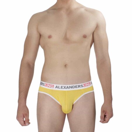 Suspensorio moderno Mango color amarillo con vivos blancos Alexander's King tela Unwet transpirable Alexanders King