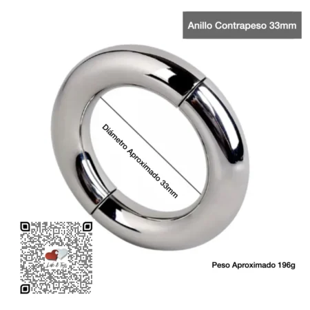 ANILLO ENTRENADOR PARA PENE Y TESTÍCULOS  DE ACERO INOXIDABLE 33mm | STAINLESS STEEL BALL STRETCHER COCK RING 33mm