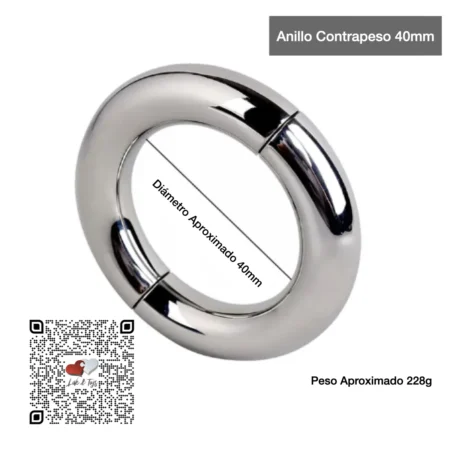 ANILLO ENTRENADOR PARA PENE Y TESTÍCULOS  DE ACERO INOXIDABLE 40mm | STAINLESS STEEL BALL STRETCHER COCK RING 40mm