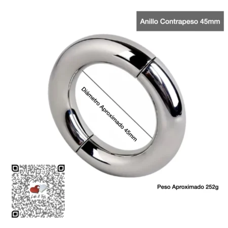 ANILLO ENTRENADOR PARA PENE Y TESTÍCULOS DE ACERO INOXIDABLE 45mm | STAINLESS STEEL BALL STRETCHER COCK RING 45mm