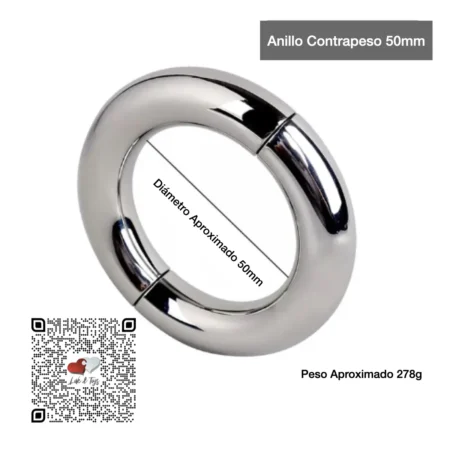 ANILLO ENTRENADOR PARA PENE Y TESTÍCULOS  DE ACERO INOXIDABLE 50mm | STAINLESS STEEL BALL STRETCHER COCK RING 50mm