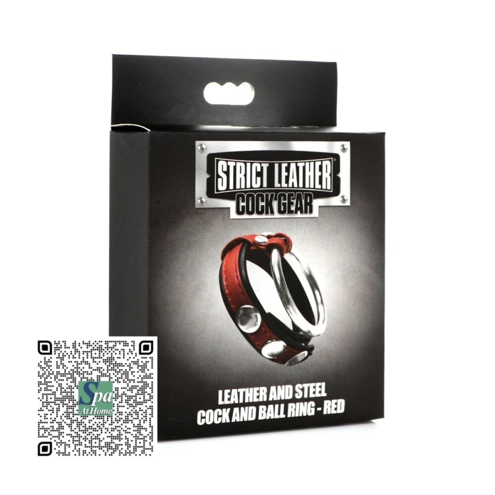 ANILLO PARA PENE Y TESTÍCULOS DE CUERO ROJO Y ACERO | STRICT LEATHER COCK GEAR LEATHER AND STEEL COCK AND BALL RING ROJO
