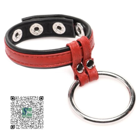 ANILLO PARA PENE Y TESTÍCULOS DE CUERO ROJO Y ACERO | STRICT LEATHER COCK GEAR LEATHER AND STEEL COCK AND BALL RING ROJO