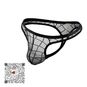 TANGA TRANSPARENTE CUADRÍCULA NEGRA