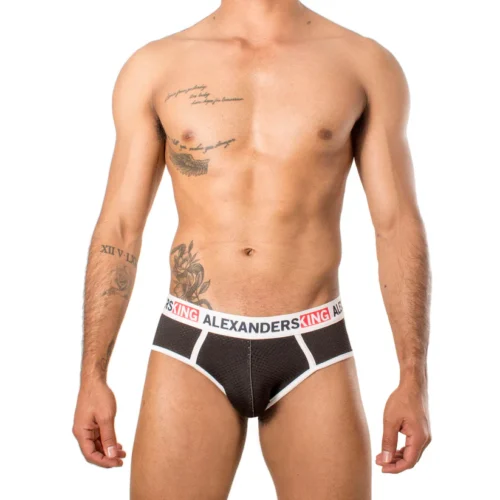 Brief negro Alexander's King vista completa frontal - underwear esencial soporte firme