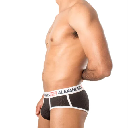TP0005_L Brief negro Unwet detalle lateral - tela transpirable con contraste blanco