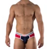 TP0022_f Brief rojo azul marino Unwet Alexander's King vista frontal con vivos blancos