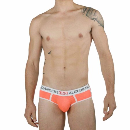Brief salmón neón Unwet Alexander's King vista frontal - underwear masculino premium color único