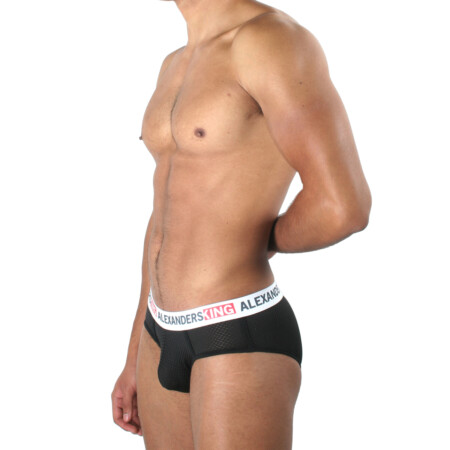 Brief Pure Black Unwet vista lateral - ropa interior masculina negra clásica Alexanders King