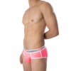 Brief rosa neón Skinit vista lateral - ropa interior masculina con vivos blancos Alexanders King