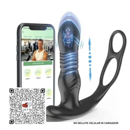 VIBRADOR ANAL TELESCÓPICO CHICO CON ANILLOS PARA PENE Y TESTÍCULOS