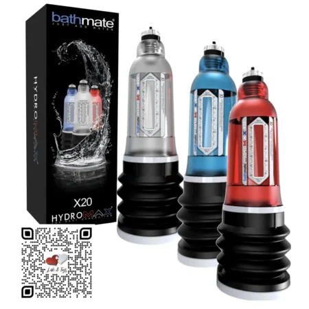 bathmate-hidromax-x20 bathmate-bomba-de-agua-de-vacio-para-crecimiento-de-pene x20 color cristal azul y rojo