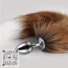 Colita de zorro punta blanca con plug anal metálico 3.4cm
