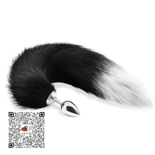 Plug anal colita de zorro negro con punta blanca