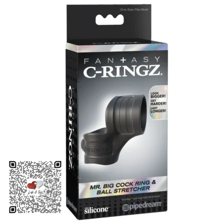 fantasy-c-ringz-mr-big-cock-ring-and-ball-stretcher Anillo tubular Mr Big para pene con extensor lateral de escroto Fantasy C-Ringz diámetros 3.3cm y 3cm