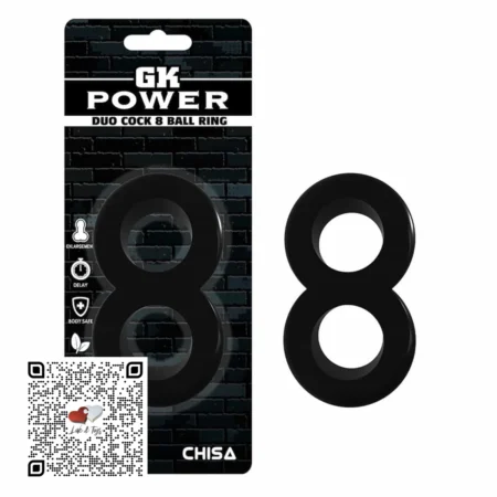 gk-power-duo-cock-8-ball-ring-negro Anillo dual forma 8 GK Power color negro para pene y testículos simultáneamente
