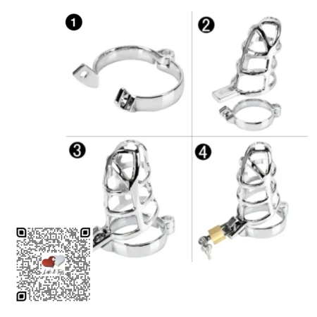 Instrucciones uso jaula castidad cock cage incluye candado llaves anillo 45mm
