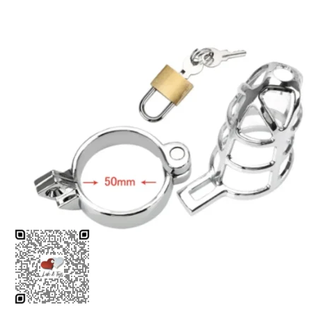 jaula-de-castidad-para-pene-cock-cage-metalico-nido-50mm-anillo Detalle anillo cock ring 50mm aluminio incluido jaula castidad metálica