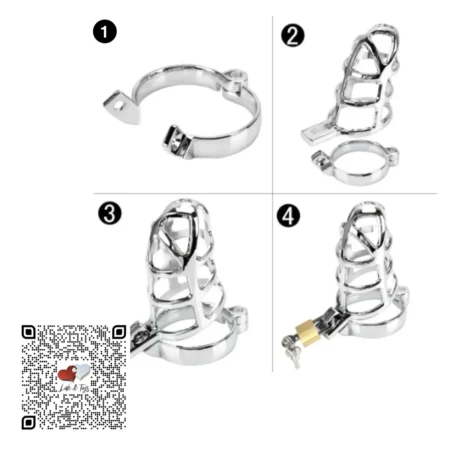 jaula-de-castidad-para-pene-cock-cage-metalico-nido-50mm-pasos Instrucciones uso jaula castidad cock cage incluye candado llaves anillo 50mm