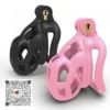 Jaula de castidad para pene Cock Cage Nano mini de resina con policarbonato negro y rosa