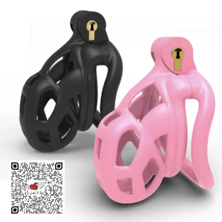 Jaula de castidad para pene Cock Cage Nano mini de resina con policarbonato negro y rosa