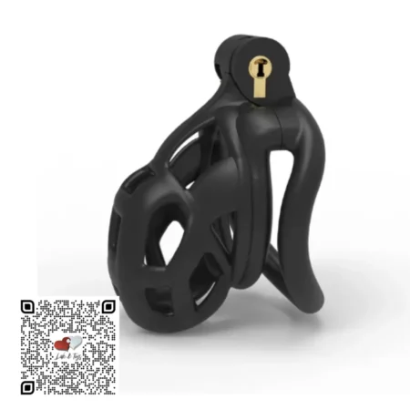 Jaula de castidad Cock Cage Nano color negro de resina ultraligera con candado de seguridad