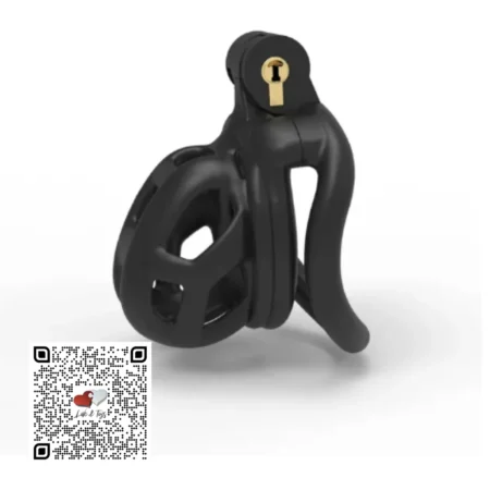 Jaula de castidad Cock Cage Nub color negro con 4 anillos ajustables para BDSM