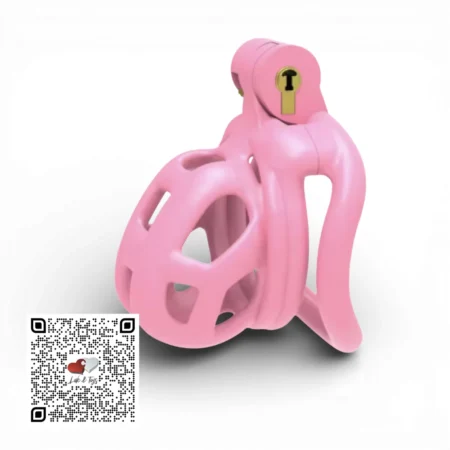 Jaula de castidad Cock Cage Nub color rosa de resina de nylon con cerrojo mágico