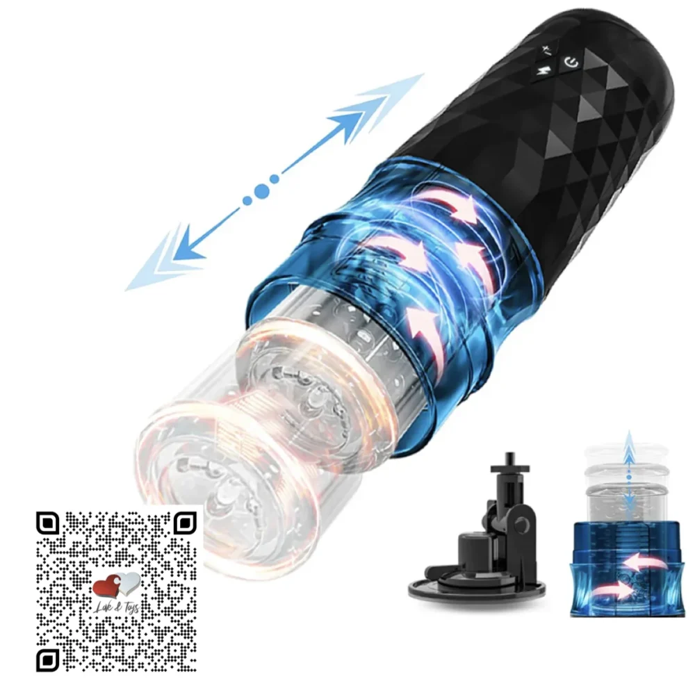 masturbador-telescopico-giratorio Masturbador Telescópico Rotativo con Ventosa para Fijación