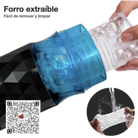Masturbador Telescópico Rotativo Forro Removible