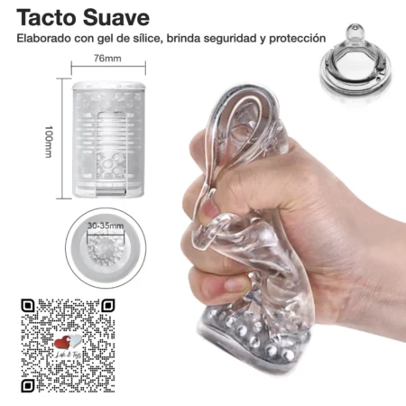 Masturbador Telescópico Rotativo Forro Removible Flexible Fácil de Limpiar