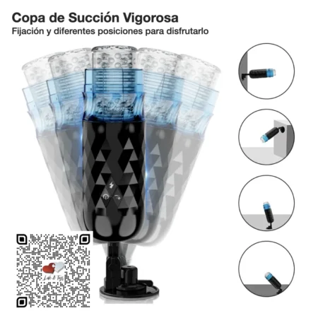 Masturbador Telescópico Rotativo con Ventosa para Fijación Multiposiciones
