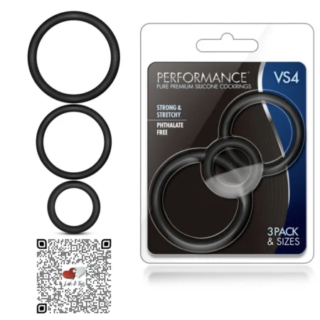 Set completo de 3 anillos Performance VS4 silicona premium hipoalergénica color negro