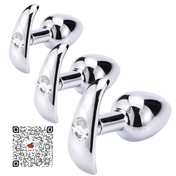 plug-metalico-ancla-gem Plug anal metálico con base de ancla y gema decorativa acero inoxidable tres tallas disponibles